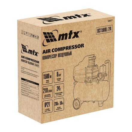 Компрессор воздушный MTX DC1500L/24, 1,5 кВт, 24 л, 210 л/мин 58017 купить в Нефтеюганске