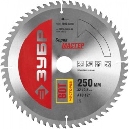 Диск пильный ЗУБР &quot;МАСТЕР&quot; &quot;Чистый рез&quot; по дереву, 250x32, 60Т 36914-250-32-60