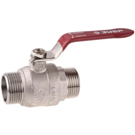 Кран ЗУБР шаровой 1/2&quot; полнопроходной &quot;папа-папа&quot;, ручка, никелированная латунь 51352-N-1/2 купить в Нефтеюганске