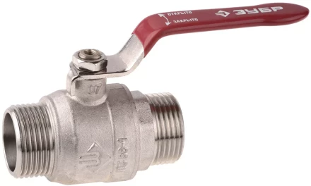 Кран ЗУБР шаровой 1/2&quot; полнопроходной &quot;папа-папа&quot;, ручка, никелированная латунь 51352-N-1/2 купить в Нефтеюганске