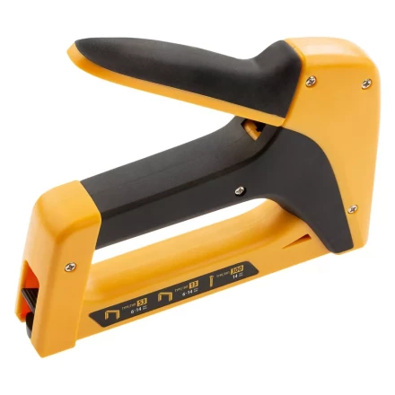 Степлер мебельный, пластиковый корпус, тип скобы: 13, 53, 300, 6-14 мм, Denzel 40210 купить в Нефтеюганске