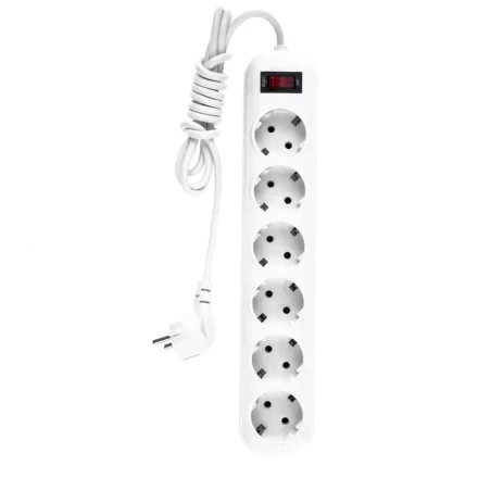 Удлинитель бытовой с заземлением и выключателем 2 м 6 розеток 10 A серия УХз10 Denzel 95980 купить в Нефтеюганске