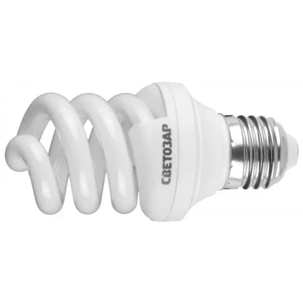 Энергосберегающая лампа СВЕТОЗАР "ЭКОНОМ" спираль,цоколь E27(стандарт),Т3,теплый белый свет (2700 К), 8000час, 9Вт(45) 44352-09_z01 купить в Нефтеюганске