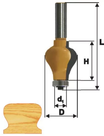 Фреза кромочная фигурная Ф32Х38 мм хвостовик 12 мм 46416 купить в Нефтеюганске