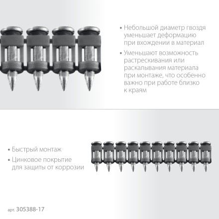 ЗУБР CN 17 х 2.7 мм, гвозди по бетону оцинкованные, 1000 шт (305388-17) купить в Нефтеюганске