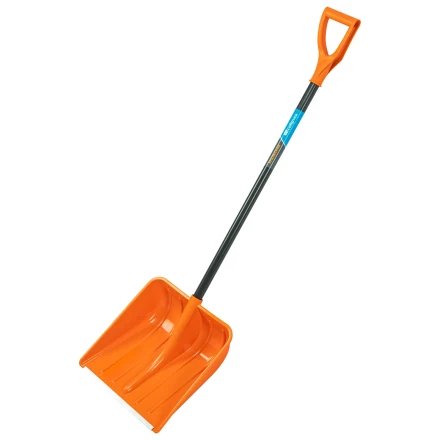 Лопата для уборки снега пластиковая Сибртех, 400х405х1380 мм, стальной черенок, усиленная 61666 купить в Нефтеюганске