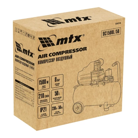 Компрессор воздушный MTX DC1500L/50, 1,5 кВт, 50 л, 210 л/мин 58018 купить в Нефтеюганске