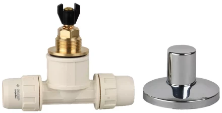 Кран ЗУБР &quot;ШиреФит&quot; запорный в сборе &quot;штуцер с гайкой - кран запорный - штуцер с гайкой&quot;, 16мм 51570-16 купить в Нефтеюганске
