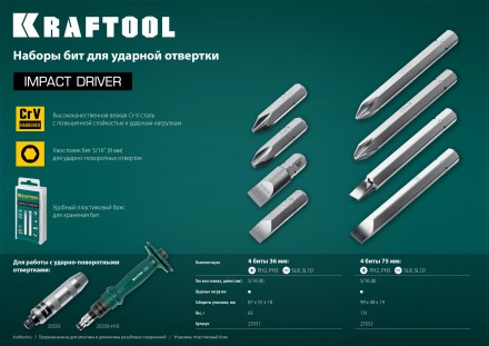 Биты для ударно-поворотных отверток KRAFTOOL 25551 купить в Нефтеюганске