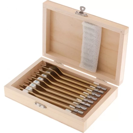Набор сверл перовых по дереву 10-12-14-16-18-20-22-25 мм 8 шт деревянный кейс Matrix 70441 купить в Нефтеюганске