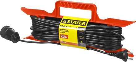 Удлинитель электрический &quot;MAXElectro&quot; на рамке, 20 м, 1 гнездо, STAYER 55018-20 купить в Нефтеюганске