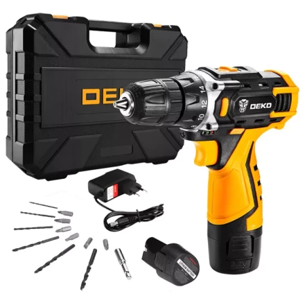 Дрель аккумуляторная DEKO DKCD12FU-Li SET3, 063-4173, в кейсе + оснастка 13 шт купить в Нефтеюганске