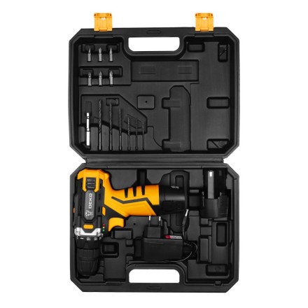 Дрель аккумуляторная DEKO DKCD12FU-Li SET3, 063-4173, в кейсе + оснастка 13 шт купить в Нефтеюганске