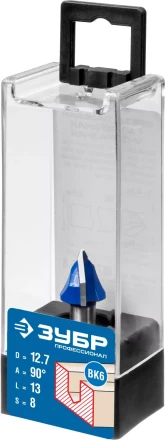 ЗУБР 12.7 x 13 мм, угол 90° мм, фреза пазовая галтельная V-образная, Профессионал (28752-12.7) купить в Нефтеюганске