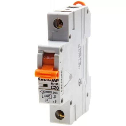 Выключатель автоматический СВЕТОЗАР 1-полюсный, 25 A, &quot;C&quot;, откл. сп. 10 кА, 230 / 400 В SV-49071-25-C купить в Нефтеюганске