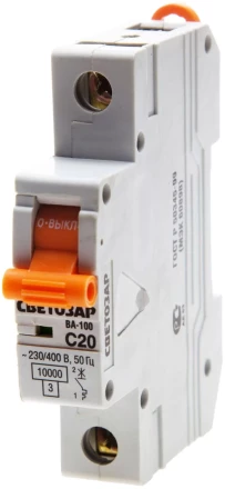 Выключатель автоматический СВЕТОЗАР 1-полюсный, 25 A, &quot;C&quot;, откл. сп. 10 кА, 230 / 400 В SV-49071-25-C купить в Нефтеюганске