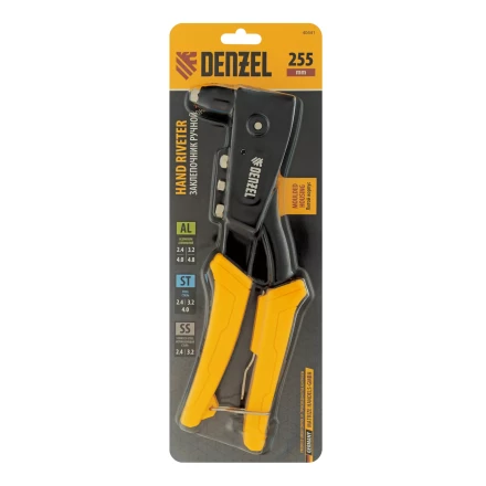 Заклепочник ручной, 255 мм Denzel, литой, усиленный, заклепки 2,4-3,2-4,0-4,8 мм 40441 купить в Нефтеюганске