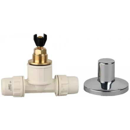 Кран ЗУБР &quot;ШиреФит&quot; запорный в сборе &quot;штуцер с гайкой - кран запорный - штуцер с гайкой&quot;, 20мм 51570-20 купить в Нефтеюганске