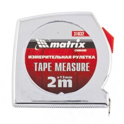 Рулетка Chrom 2 м x 13 мм хромированный корпус  MATRIX 31032