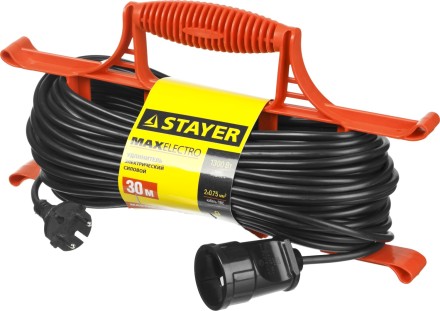 Удлинитель электрический &quot;MAXElectro&quot; на рамке, 30 м, 1 гнездо, STAYER 55018-30 купить в Нефтеюганске