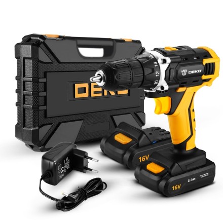 Дрель аккумуляторная DEKO DKCD16FU-Li + набор 63 инструментов в кейсе, 063-4099 купить в Нефтеюганске