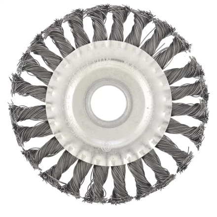 Щетка для УШМ 125 мм посадка 22,2 мм плоская крученая металлическая проволока СИБРТЕХ 746327 купить в Нефтеюганске