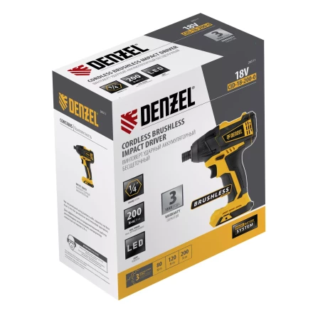 Винтоверт ударный аккумуляторный Denzel 26511 бесщеточный CID-IB-200-0, 18В Li-Ion купить в Нефтеюганске