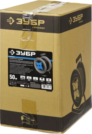 Удлинитель ЗУБР &quot;ПРОФИ&quot; на металл катушке, КГ 3х1,5кв мм, морозостойкий, 4 гнезда, IP44, макс мощность 3500Вт, 50м 55085-50 купить в Нефтеюганске