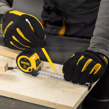 Рулетка Denzel 5м х 19мм, двухкомп. корпус, кнопка-пауза, 31542 купить в Нефтеюганске