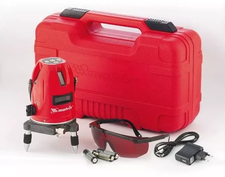 Уровень лазерный самовыравнивающийся. набор в пластиковом кейсе  MATRIX 35035 купить в Нефтеюганске