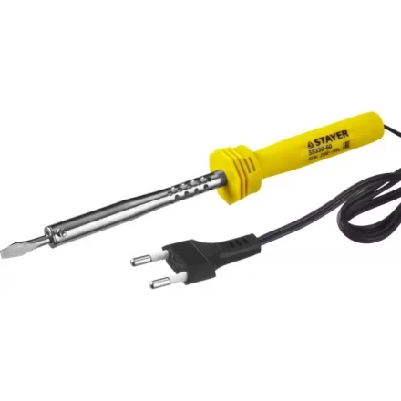 Паяльник STAYER &quot;STANDARD&quot; с пластмассовой рукояткой и долговечным жалом, 60 Вт, клин 55330-60 купить в Нефтеюганске