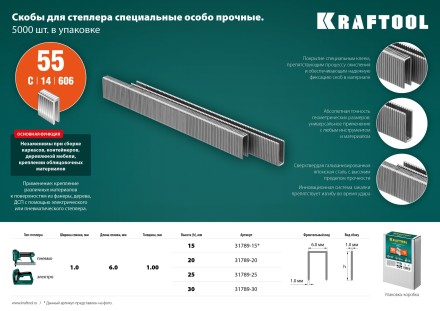 Скобы тип 18GA (55 / 90 / C) 5000 шт 31789-25 купить в Нефтеюганске
