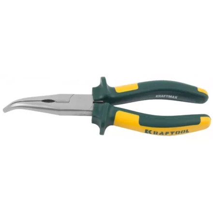 Тонкогубцы KRAFTOOL&quot;KRAFT-MAX&quot;,изогнутые,Cr-Mo,маслобензост двухкомп рукоятки,шарнирное соединение с повыш износост,200мм 22011-4-20 купить в Нефтеюганске