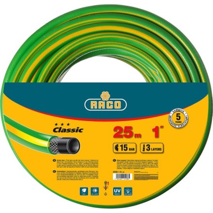 Шланг RACO &quot;CLASSIC&quot; поливочный, 15атм., армированный, 3-х слойный, 1&quot;х25м 40306-1-25 купить в Нефтеюганске