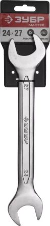 Ключ ЗУБР &quot;МАСТЕР&quot; гаечный рожковый, Cr-V сталь, хромированный, 24х27мм 27010-24-27 купить в Нефтеюганске
