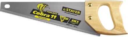 Ножовка многоцелевая компактная (пила) COBRA TOOLBOX 350 мм,11 TPI, прямой мелкий зуб, точный рез вдоль и поперек волокон разных материалов, STAYER 1515-35 купить в Нефтеюганске