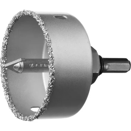 Коронка-чашка ЗУБР &quot;ПРОФЕССИОНАЛ&quot; c карбид-вольфрамовым нанесением, 64 мм, высота 25 мм, в сборе с державкой и сверлом 33360-064_z01 купить в Нефтеюганске