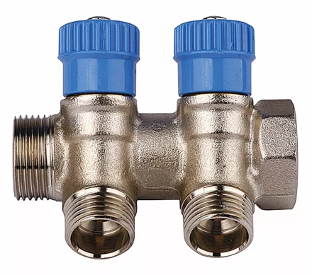 Коллектор GENERAL FITTINGS для холодной воды, вентили, никелированная латунь, вход 3/4&quot; - 4 выхода 1/2&quot; 51046-3/4-1/2-CT4 купить в Нефтеюганске