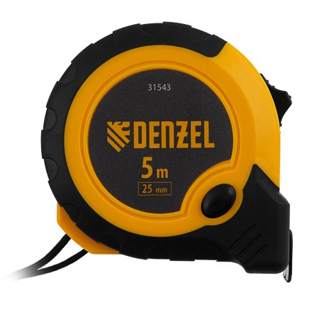 Рулетка Denzel 5м х 25мм, двухкомп. корпус, кнопка-пауза, 31543 купить в Нефтеюганске