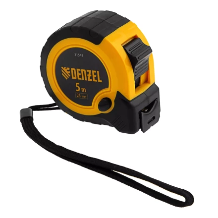 Рулетка Denzel 5м х 25мм, двухкомп. корпус, кнопка-пауза, 31543 купить в Нефтеюганске