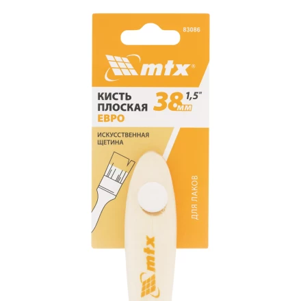 Кисть плоская для лаков &quot;Евро&quot; 1.5&quot;, искусственная щетина, деревянная ручка MTX 83086 купить в Нефтеюганске