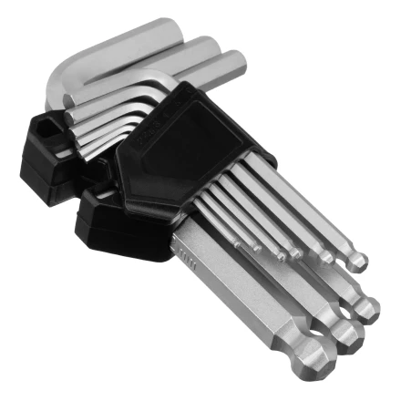 Набор ключей имбусовых, HEX, 2-12 мм, CrV, 9 шт., с шаром Сибртех 123637 купить в Нефтеюганске