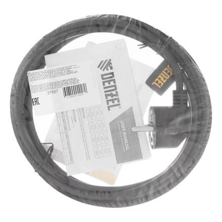 Шнур сетевой Denzel Energy Series, ПВС, 3 м, 3 x 1 мм, с неразборной вилкой, черный, 3 м, 37667 купить в Нефтеюганске