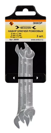 Набор ключей рожковых 3шт Энкор 26058 26058 купить в Нефтеюганске