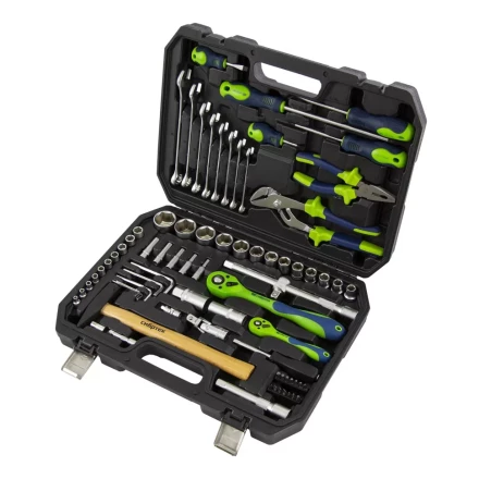 Набор инструментов 76 предметов CrV, 1/2&quot;, 1/4&quot; Сибртех 13528 купить в Нефтеюганске