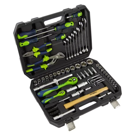 Набор инструментов 76 предметов CrV, 1/2&quot;, 1/4&quot; Сибртех 13528 купить в Нефтеюганске