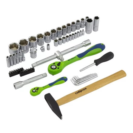 Набор инструментов 76 предметов CrV, 1/2&quot;, 1/4&quot; Сибртех 13528 купить в Нефтеюганске