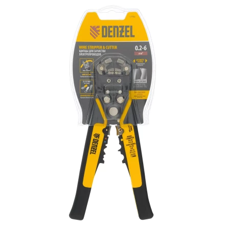Щипцы для зачистки электропроводов 0,2-6 мм2, функция обрезания проводов Denzel 17742 купить в Нефтеюганске