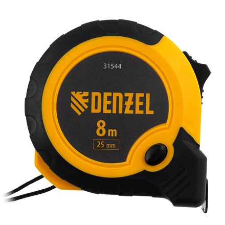 Рулетка Denzel 8м х 25мм, двухкомп. корпус, кнопка-пауза, 31544 купить в Нефтеюганске