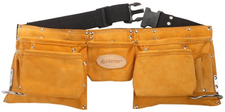 Пояс STAYER PROFESSIONAL для инструментов, кожаный, 11 карманов, 2 скобы 38520 купить в Нефтеюганске